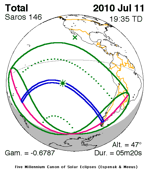 The second solar eclipse of 2010 occurs at the Moon's descending node in