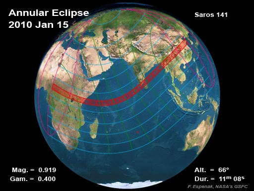 2010 Annular Solar Eclipse Global Map