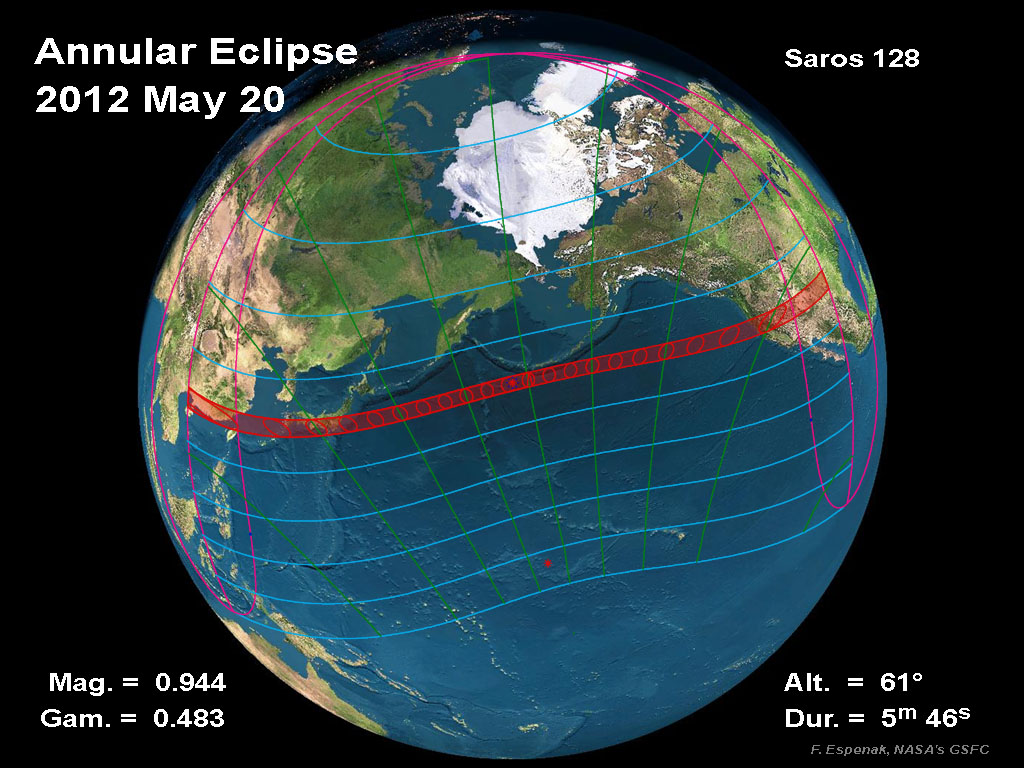 Carte de l'éclipse annuaire du Soleil du 20 mai 2012