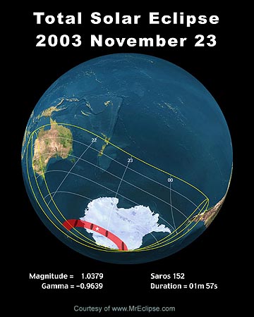 2003 Total Solar Eclipse Global Map This web site has been established for