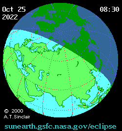 Animation des Finsternisverlaufs der Sonnenfinsternis am 25. Oktober 2022 | Bild: NASA