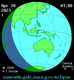 Animation des Finsternisverlaufs der Sonnenfinsternis am 20. April 2023 | Bild: NASA