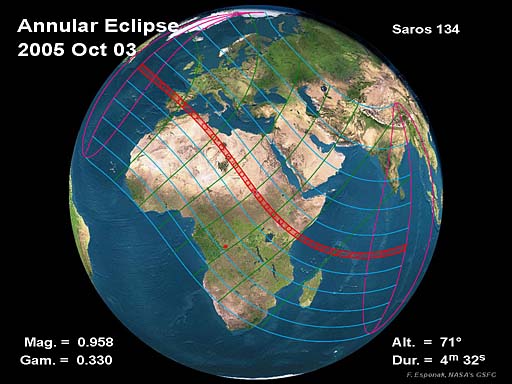 2005 Total Annular Eclipse Global Map