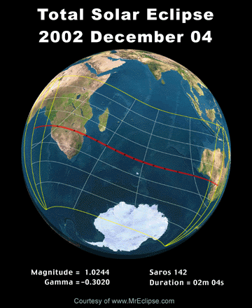 2002 Total Solar Eclipse Global Map
