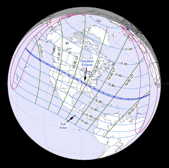 2017 Total Solar Eclipse Global Map